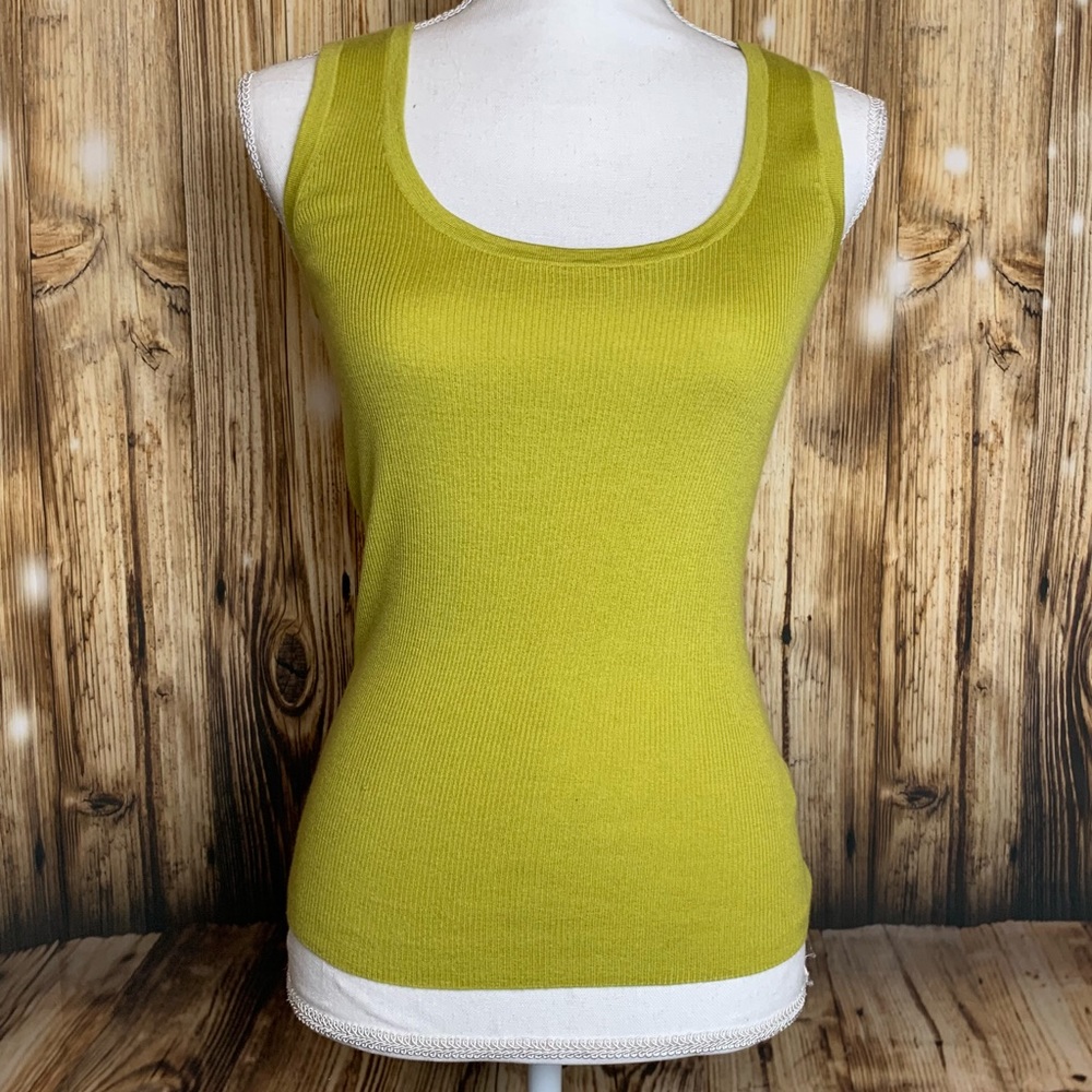 St John SoCa Green Wool Silk Scoop Neck Tank Top